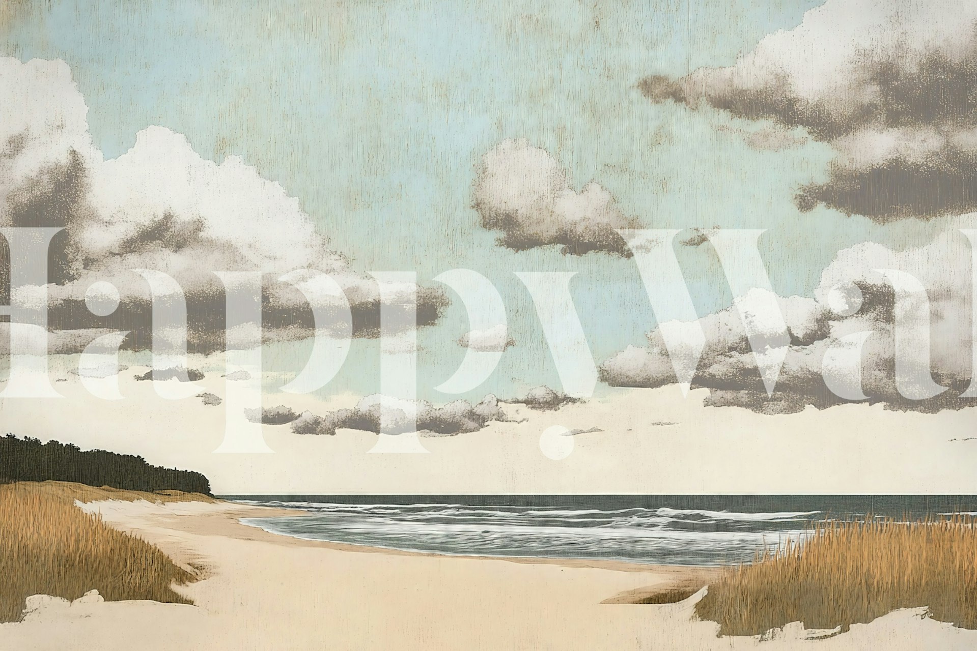 Cloudy Beach wallpaper in a room setting