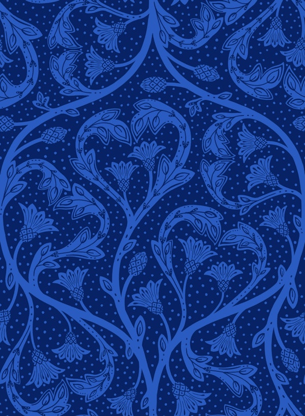 Victorian dandelion hearts Deep Sapphire