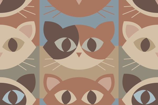 Mid Mod Cats in Mocha Mousse