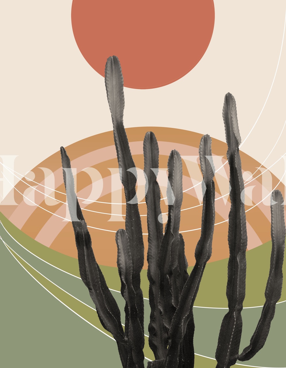 Cactus in the Desert 3 design de papel de parede
