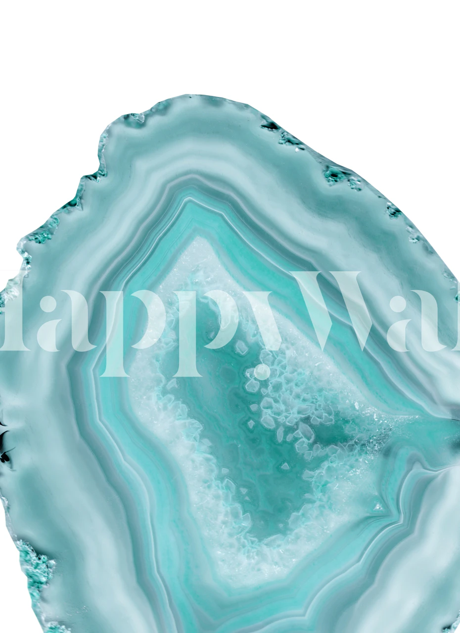 Teal agate slice with swirling patterns and hues, abstract wallpaper