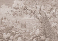 Soft Sepia Peacock and Haven wallpaper