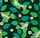 Green Birds Teal Leaves Dark Botanical