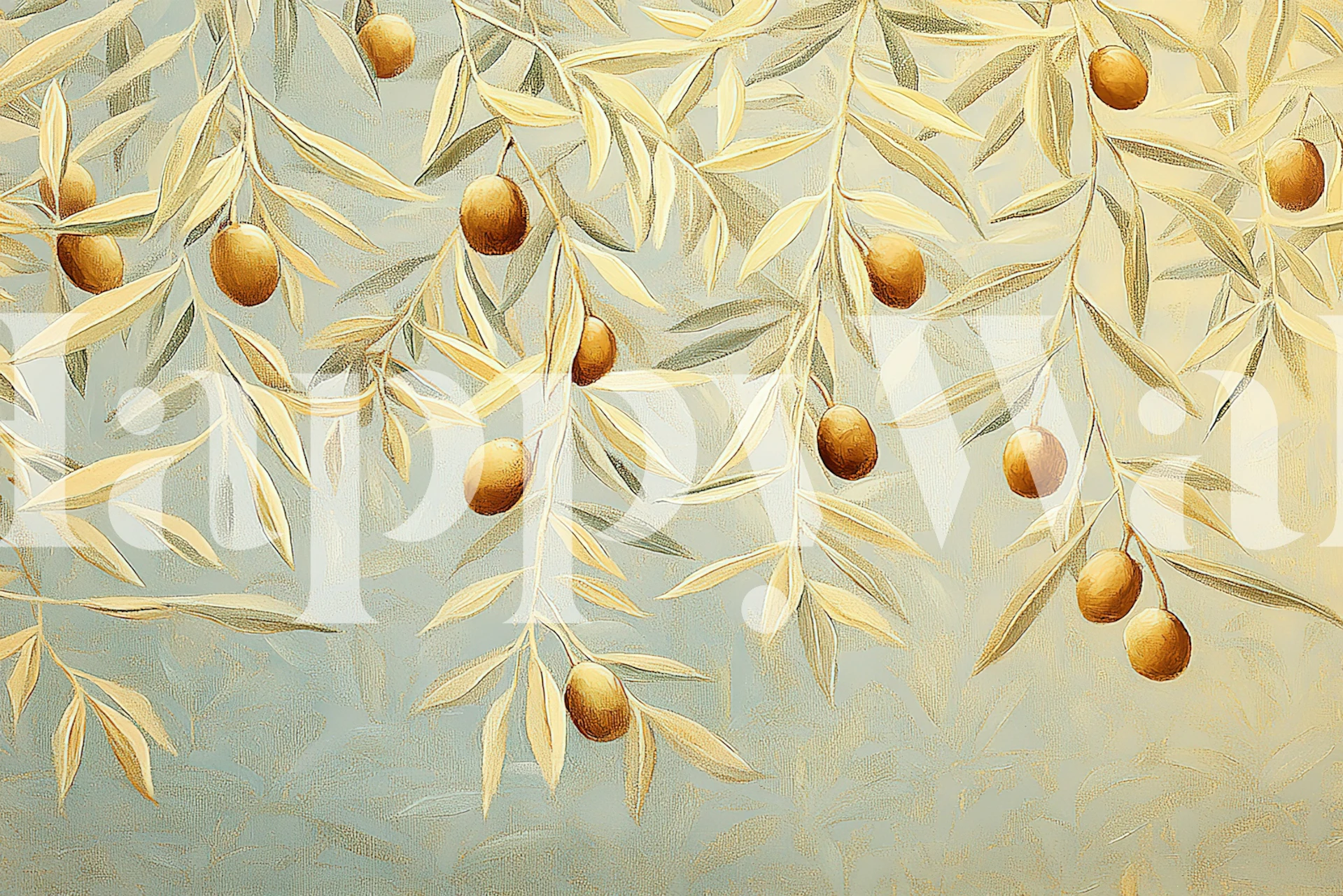 Golden olives wallpaper design in a room