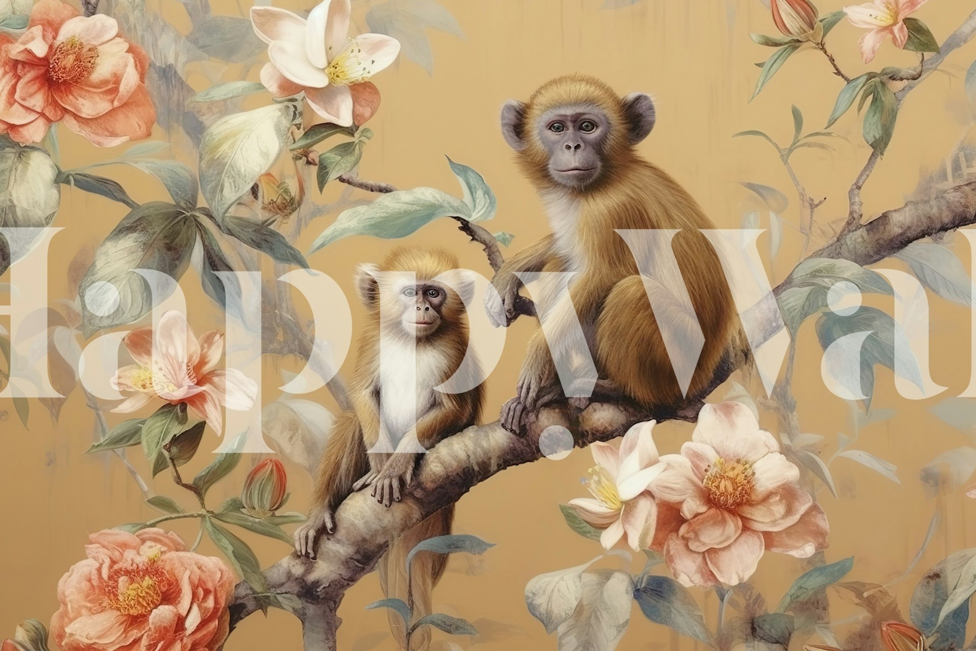 Monkeys Father and Son papier peint dans une pièce