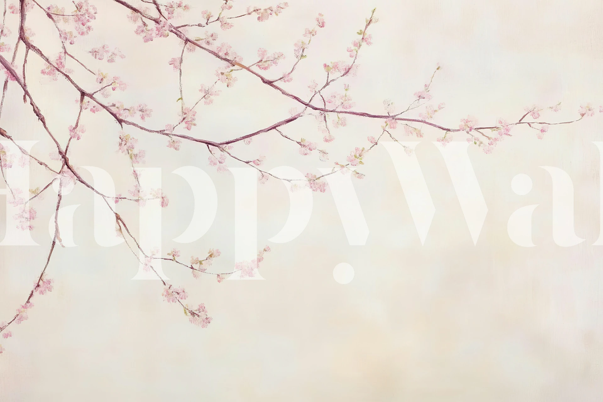 Pink floral branches on a soft pastel background wallpaper