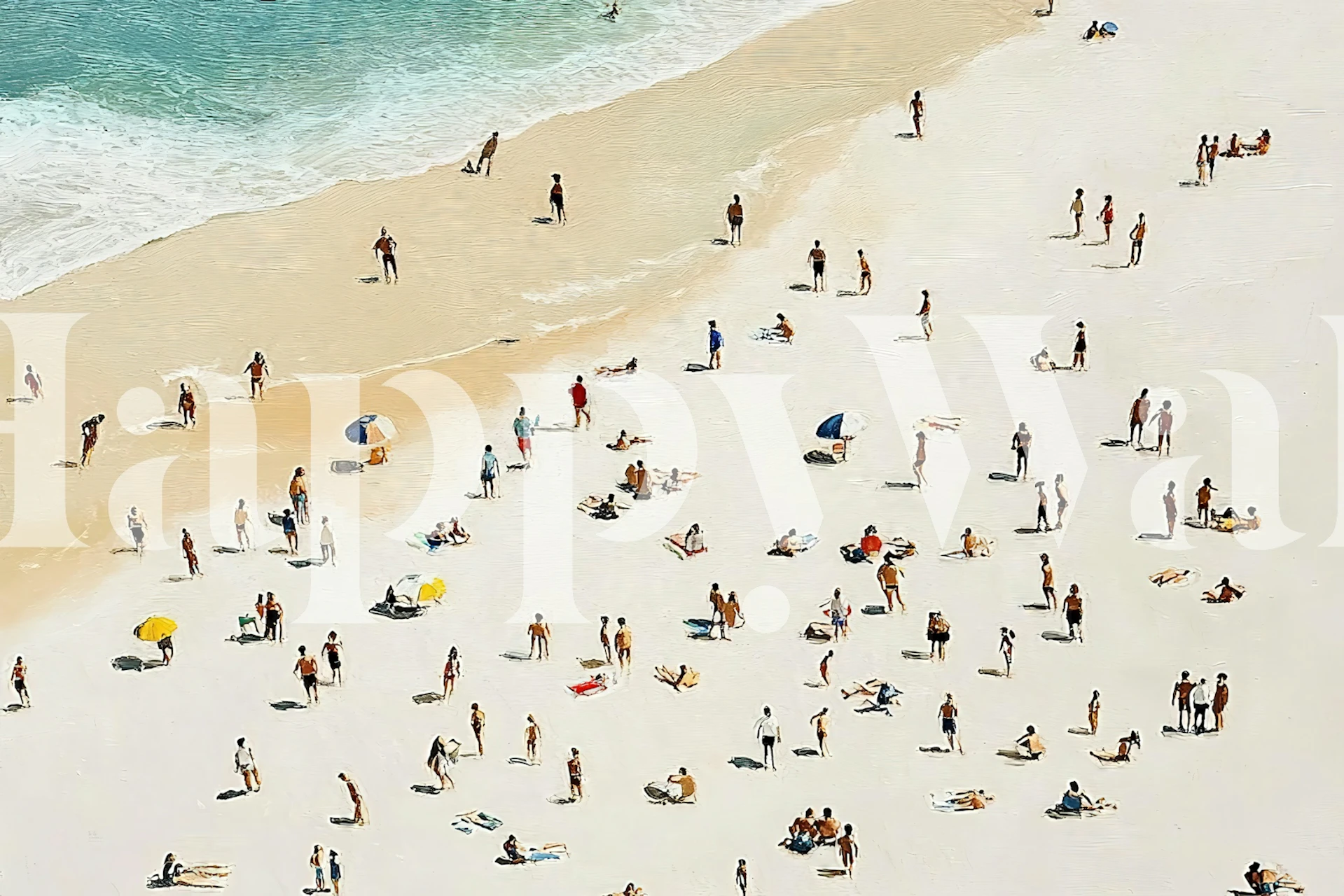 Beach scene wallpaper adding warmth to a room