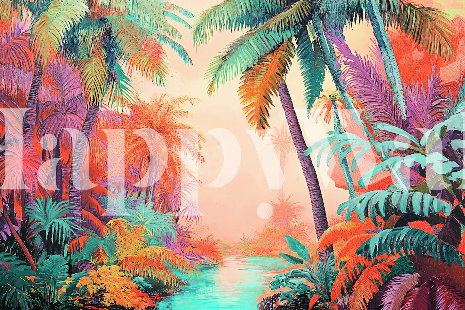 Tropical Pop wallpaper displayed in a room