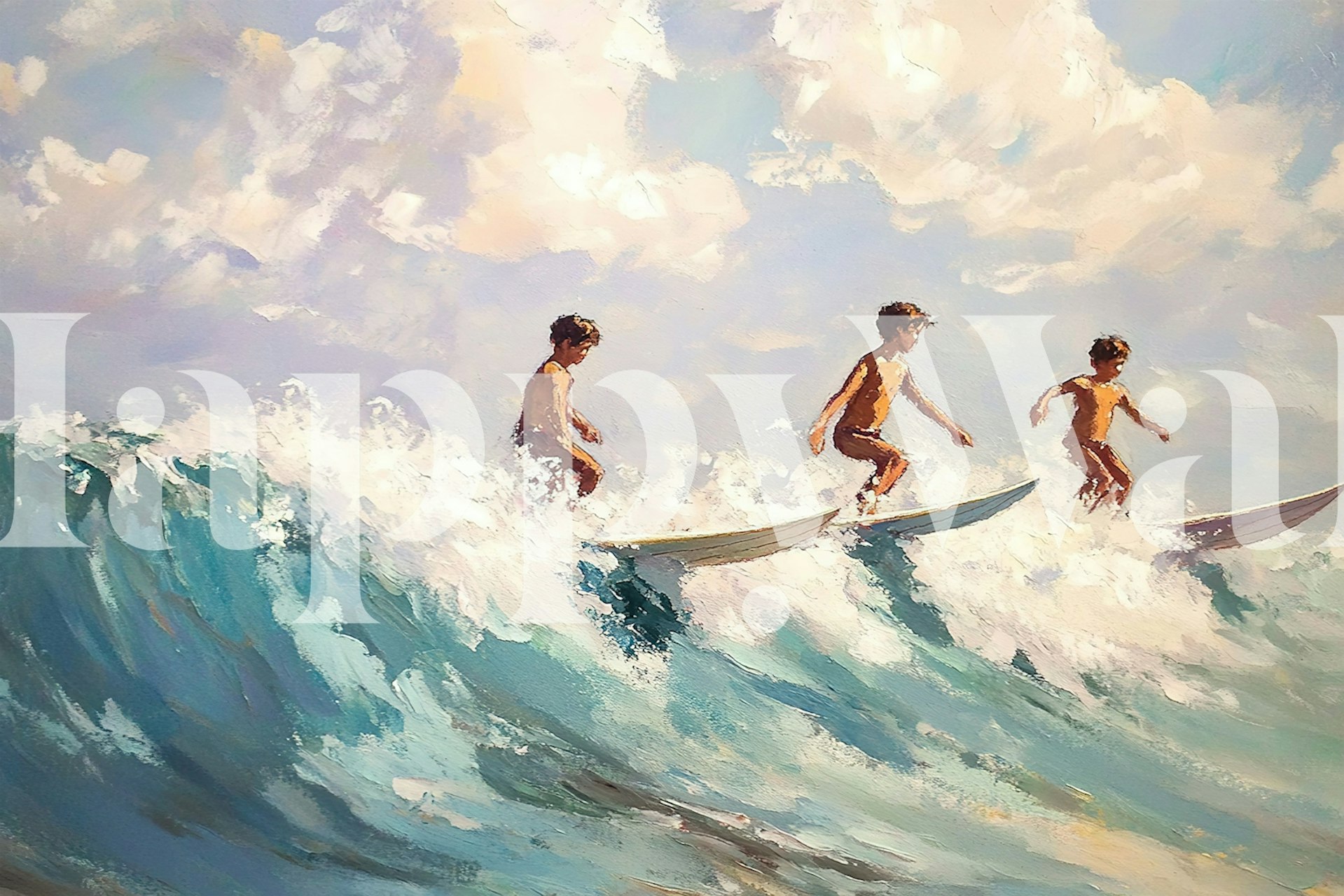 Kids surfing wallpaper in a room