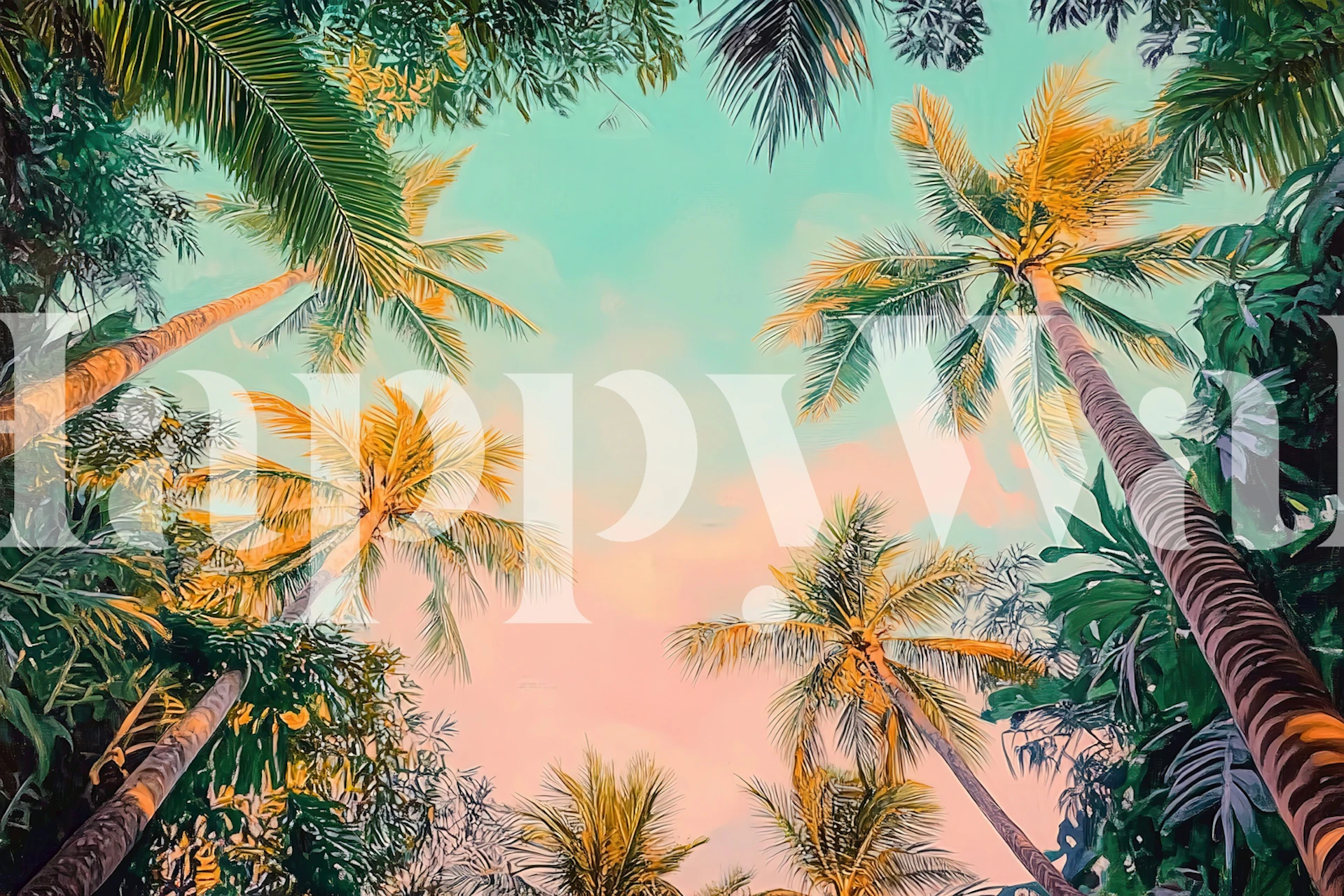 Wall decor featuring bright tropical sunset