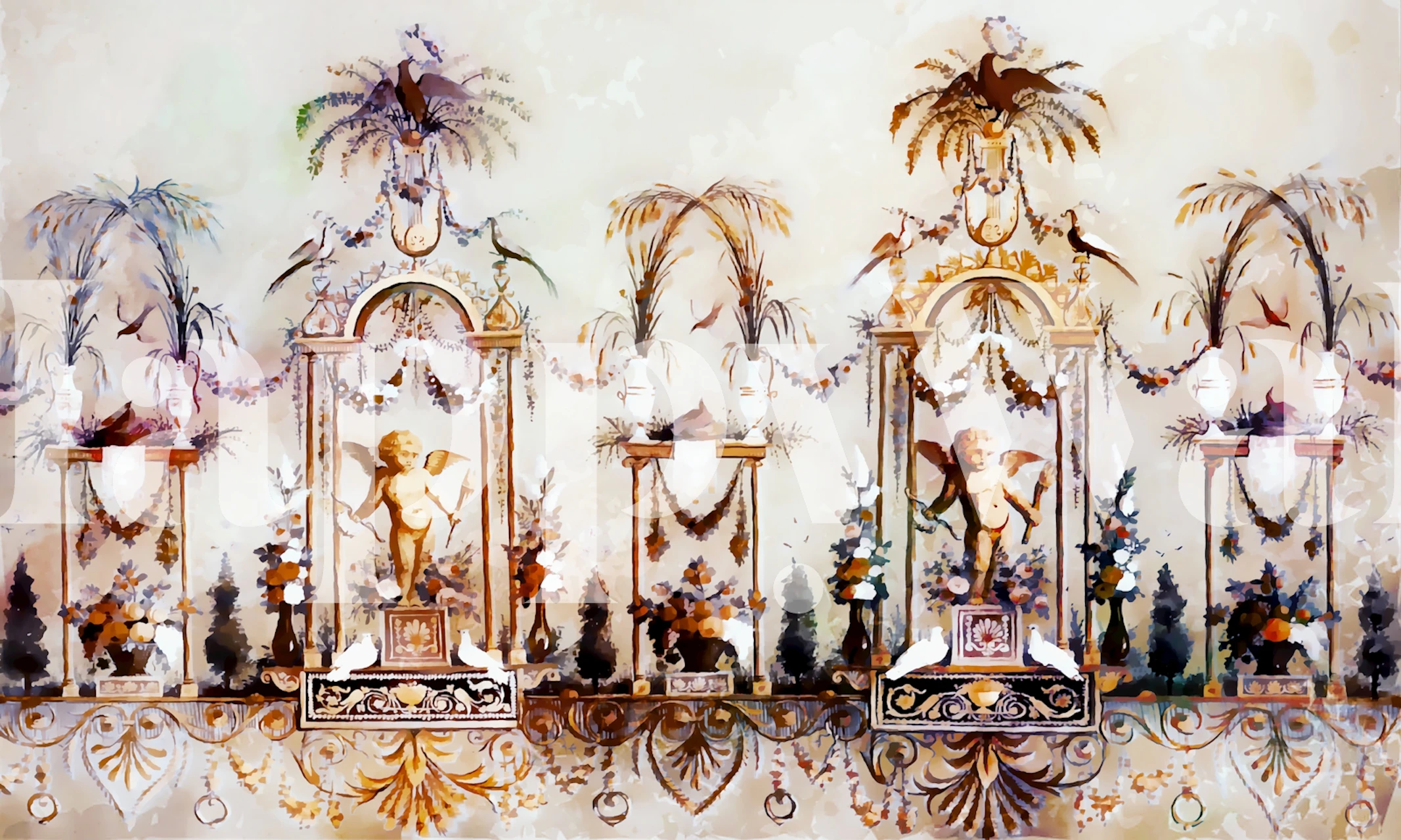 Floral patterns and intricate designs in warm colors wallpaper