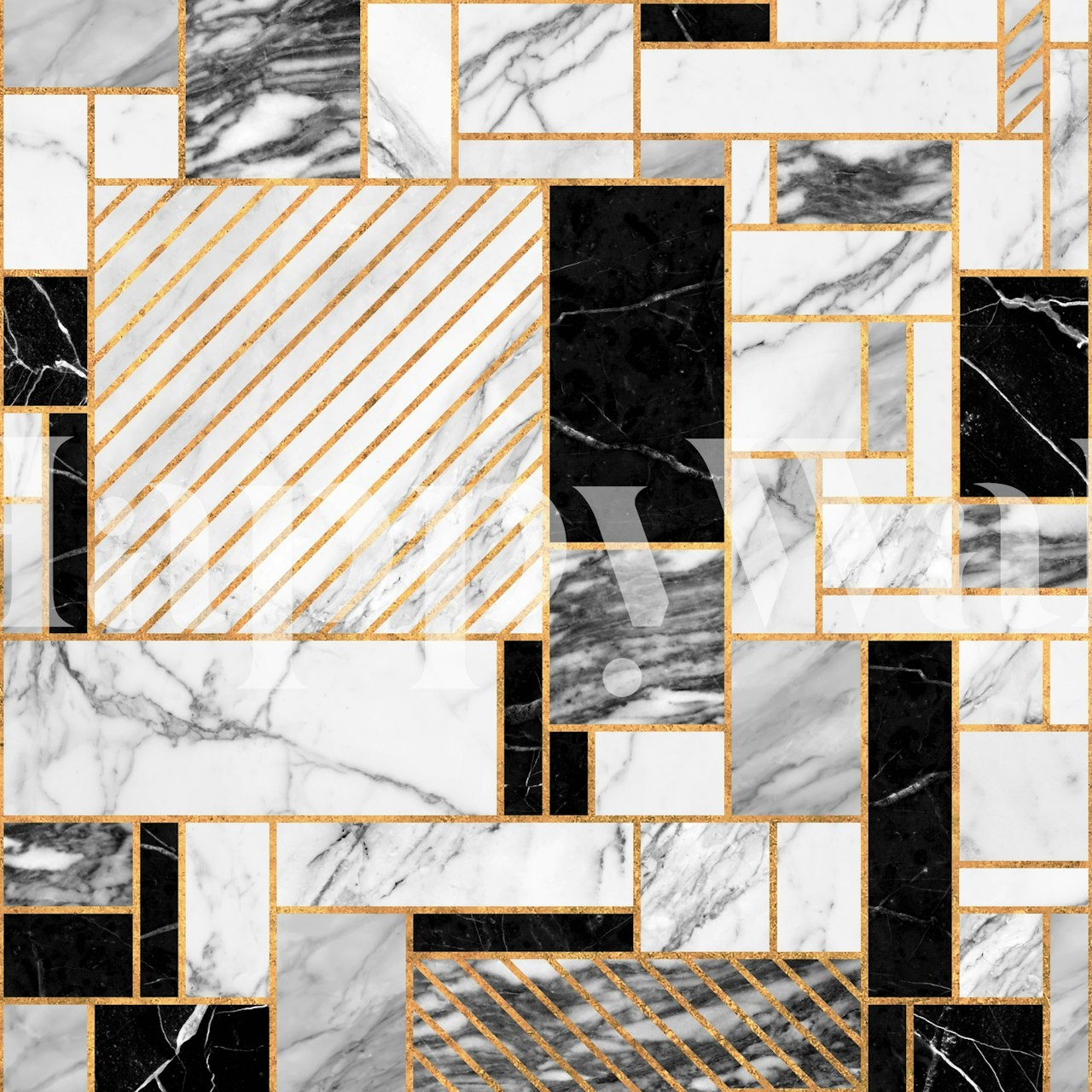 Random Marble Pattern wall mural depicting a collage of geometric shapes and marble textures
