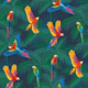 Parrots in Palm Trees - tropical jungle