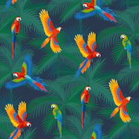 Parrots in Palm Trees - tropical jungle wallpaper