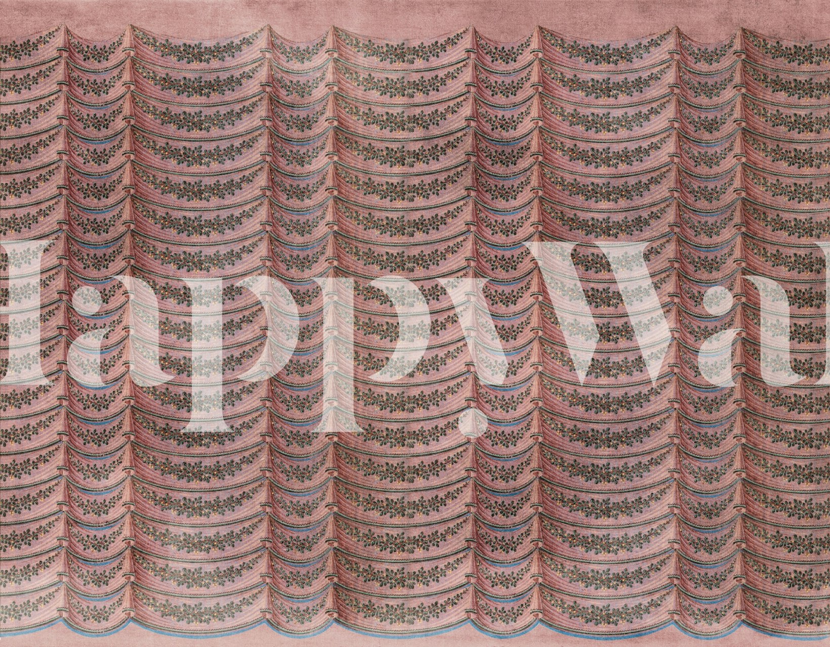Pink floral stripe wallpaper with intricate patterns