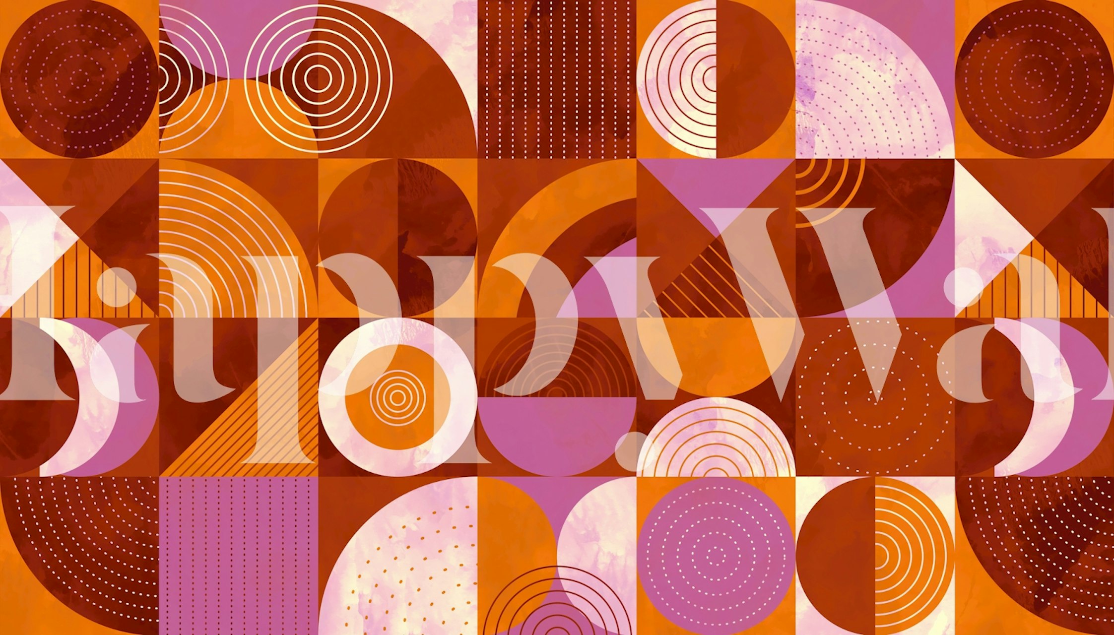 Geometric pattern with orange and purple shapes and lines wallpaper