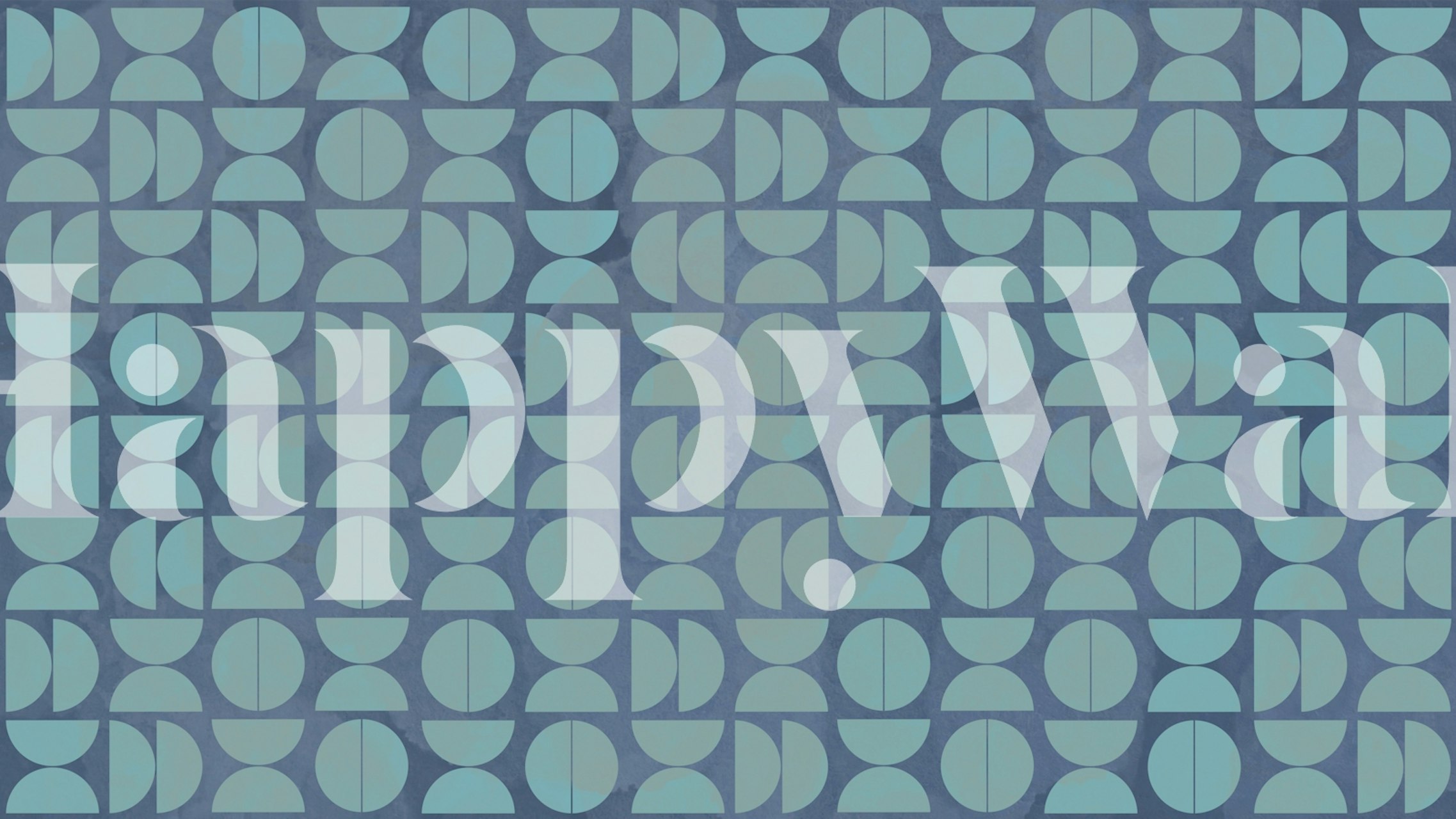 Geometric half-circle patterns in blue and teal wallpaper