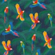 Parrots in Palm trees - large jungle