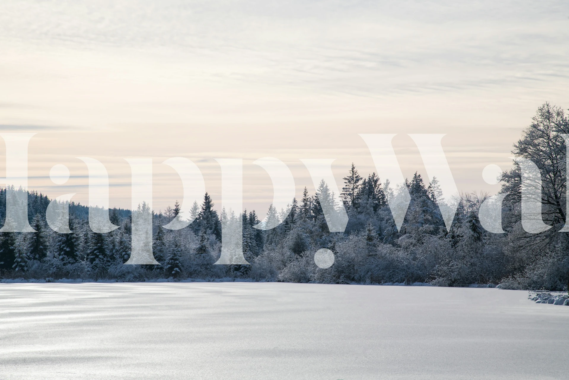 Snowy pine trees with pastel colors wallpaper