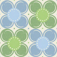 Blue and Green Retro Flowers Minimal Abstract wallpaper