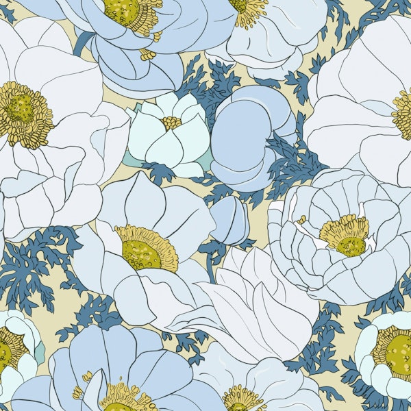Retro Boho Blue Blooms