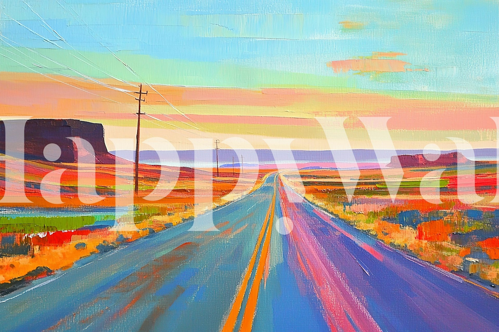 Highway to nowhere wallpaper in a room