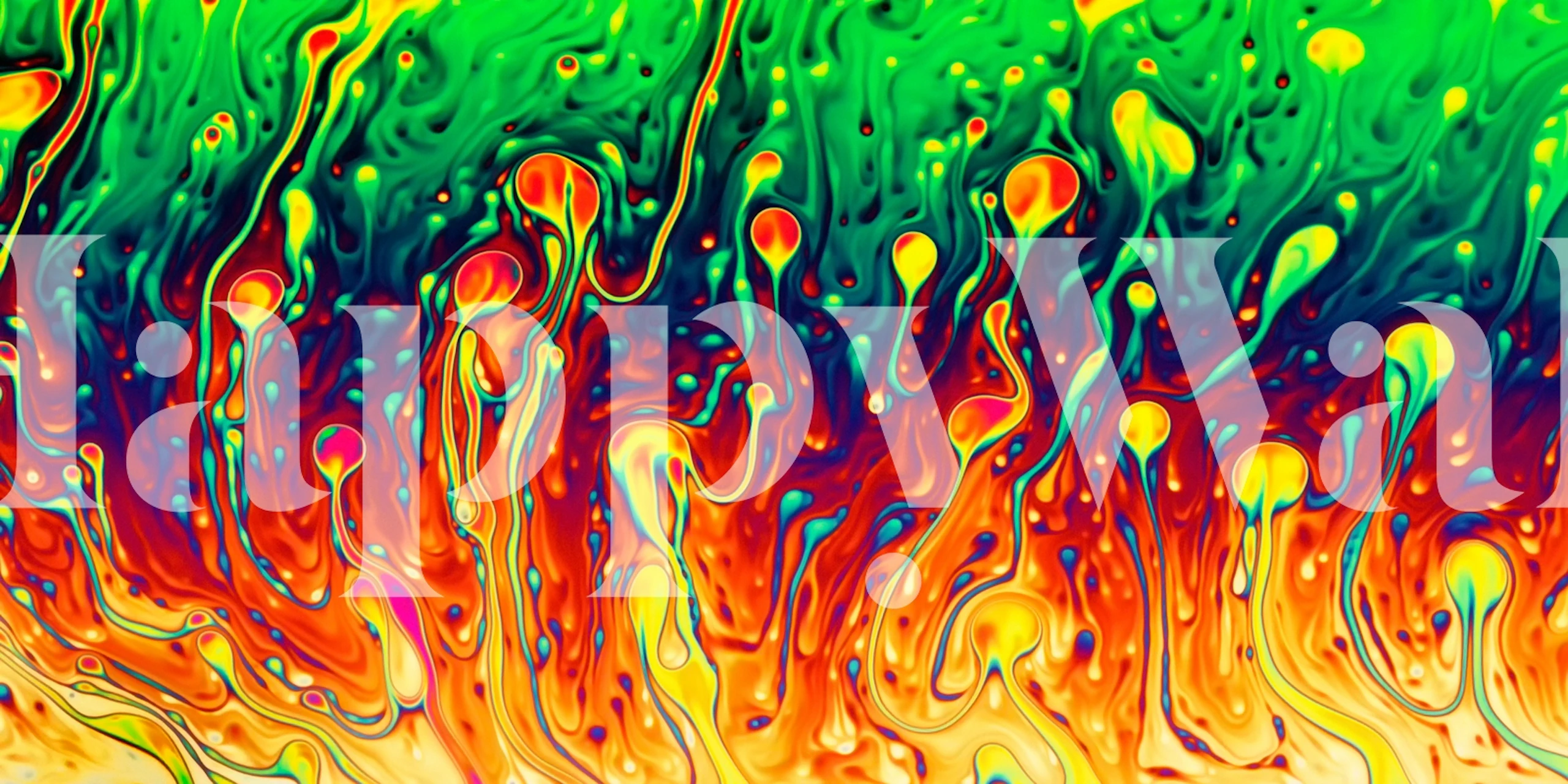 Abstract Soap Opera wall mural with swirling greens, reds, and oranges