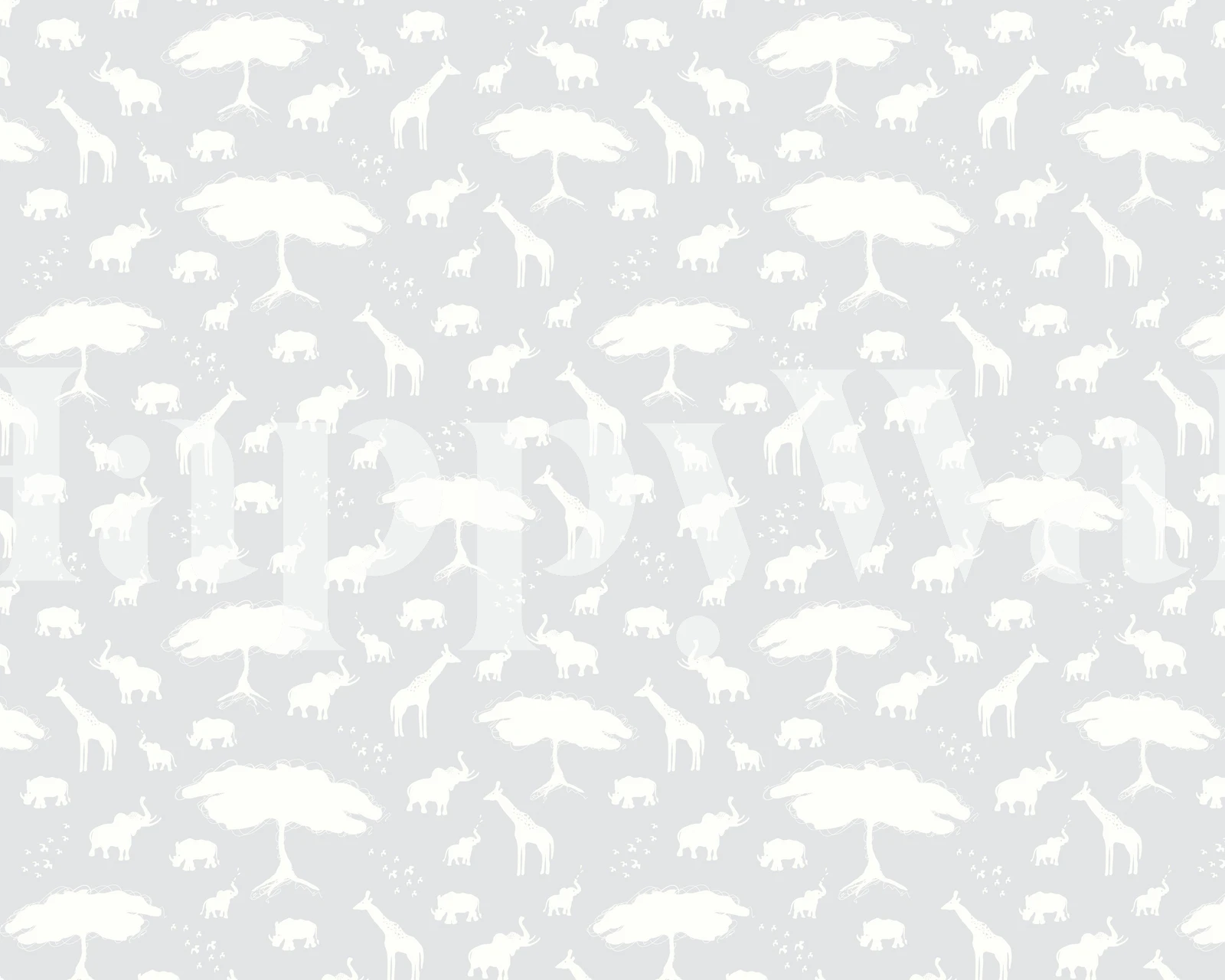 Grey Safari Animals -tapetti huoneessa