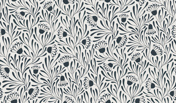 floral tangled daisies - monochrome