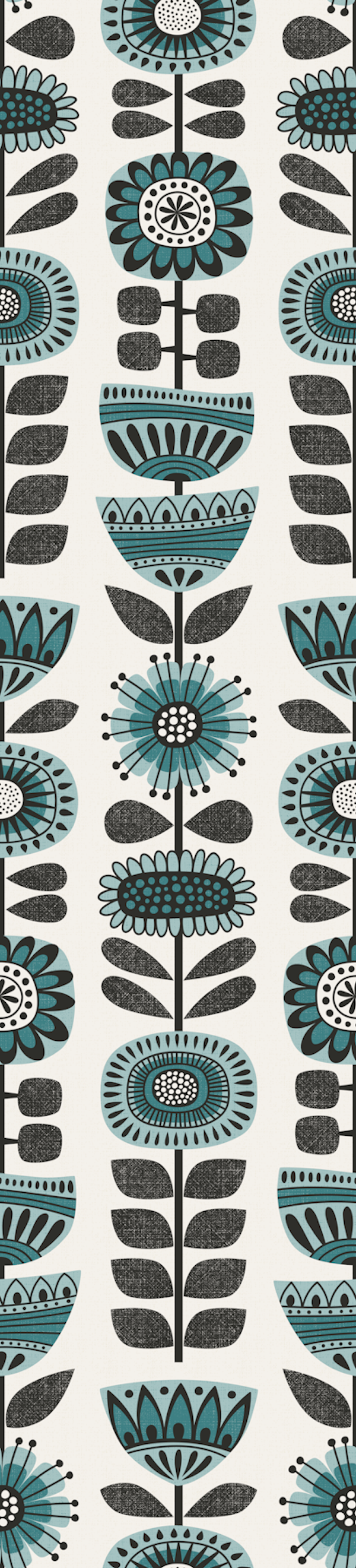 retro vertical garden - teal blue, black