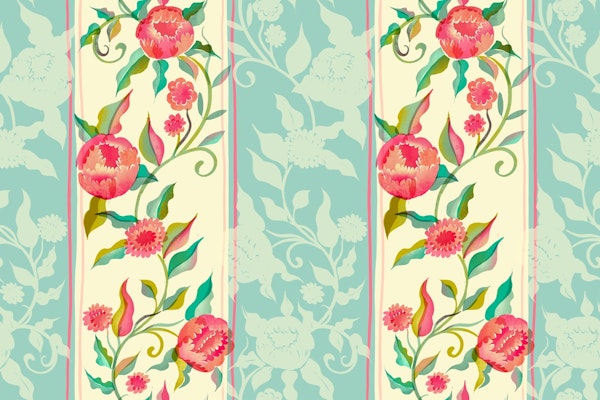 Royal Rokoko peonies chintz stripes