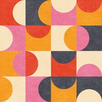 Bauhaus Circle Abstract - Pink and Orange ταπετσαρία