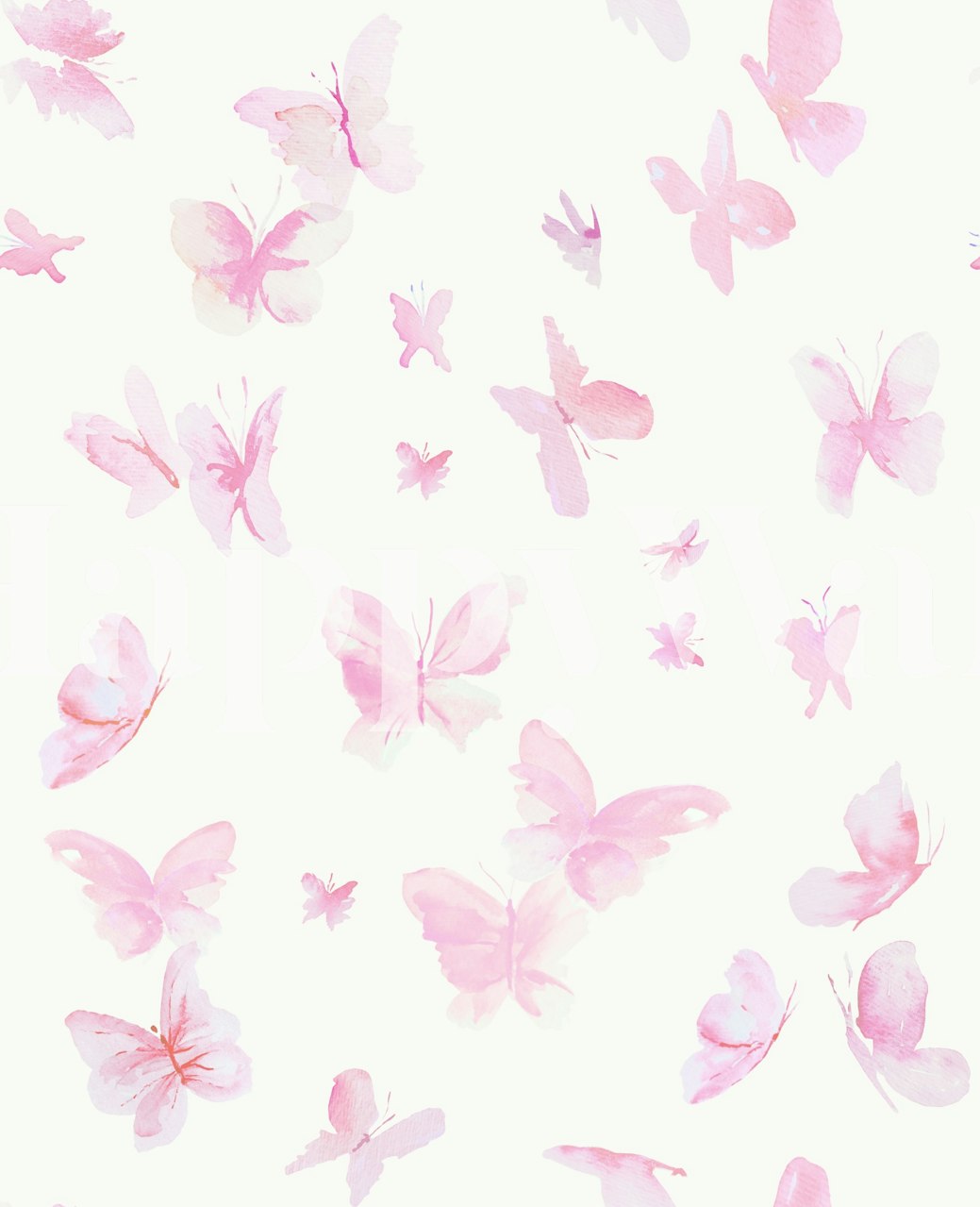 Pink pastel watercolor butterflies wallpaper