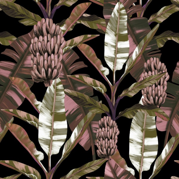 Banano Tropical Leaves - Black & Pink