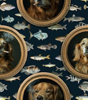 Smoking Golden Retriever Wall Gallery 2 ταπετσαρία