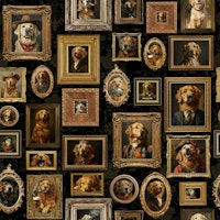 Whimsical Golden Retriever Wall Gallery -L wallpaper