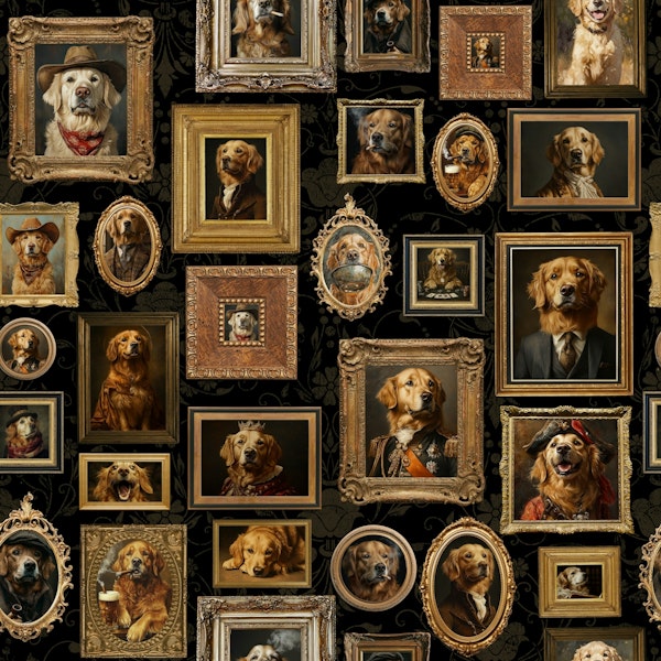 Whimsical Golden Retriever Wall Gallery -L