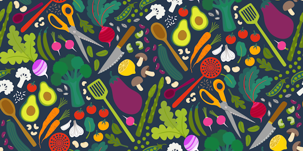 Fresh Veggies - brights on navy large