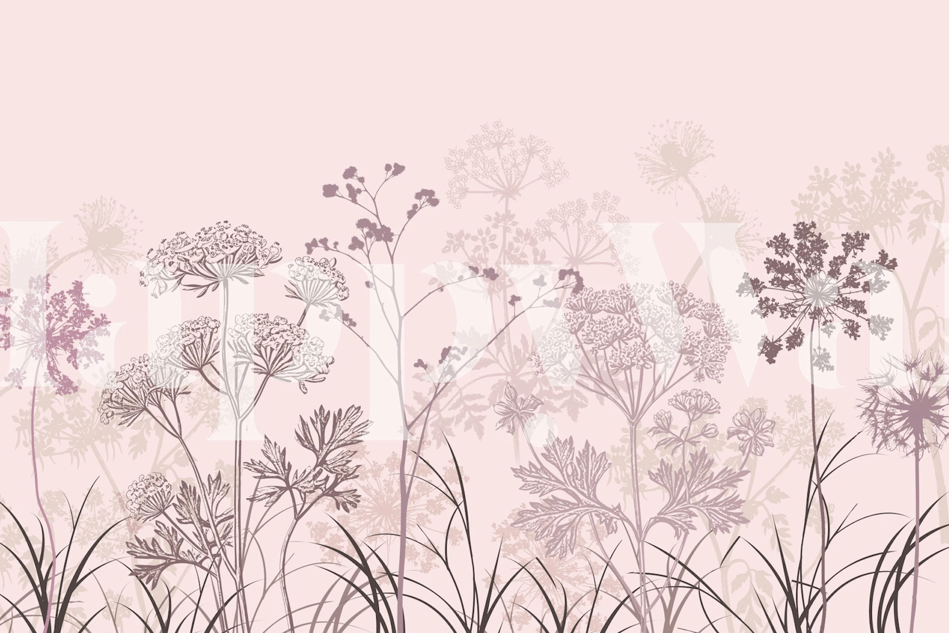 Pastel wildflower wallpaper displayed in a room