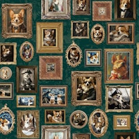 Vintage Famous Corgi Portrait Gallery -teal tapet