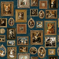 Vintage Famous Corgi Portrait Gallery - blue tapet