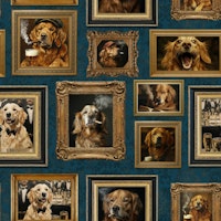 Smoking Golden Retriever Gallery Wall Blue papiers peint