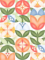 Mid-Century Vibrant Flower wallpaper