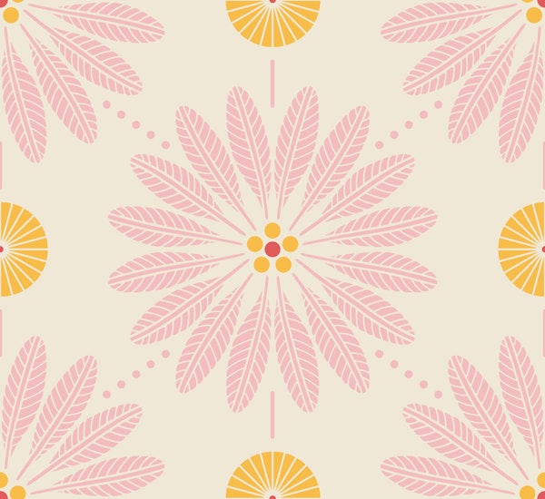 Palm Terrace - Pink and Yellow