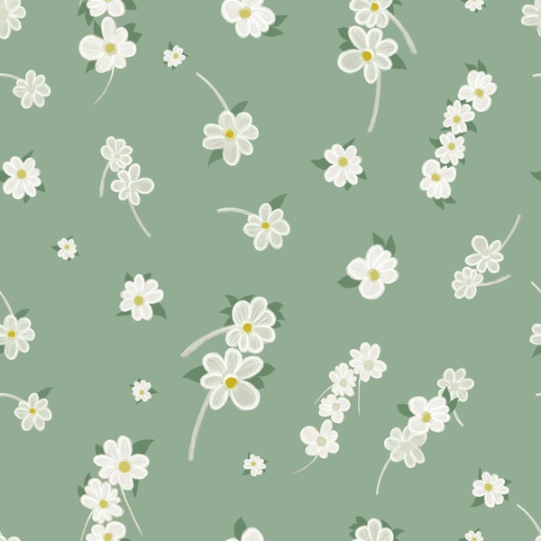 Daisies pattern green