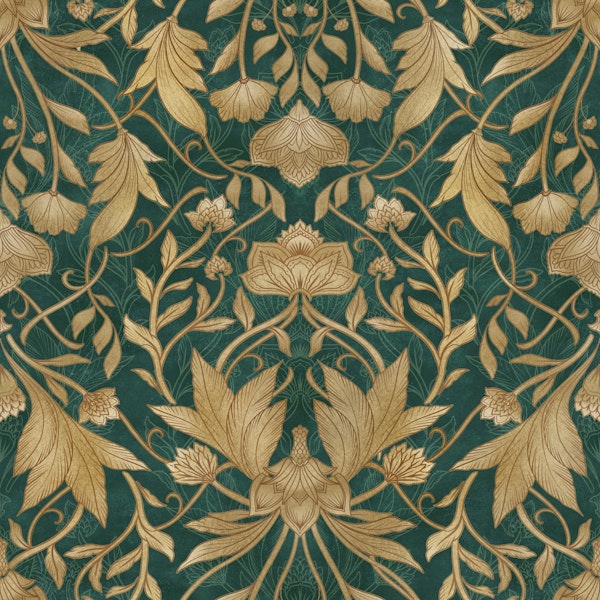 Morris Floral Damask - Emerald jewel