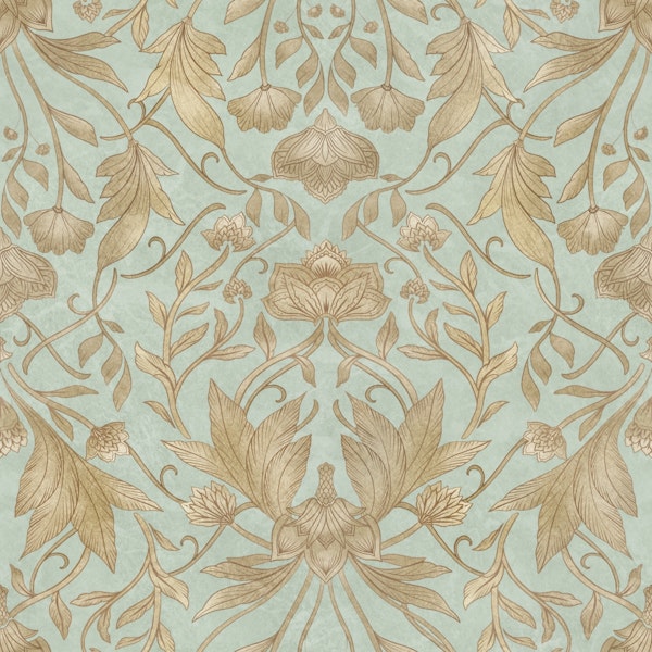 Morris Floral Damask - Opaline teal Jewels