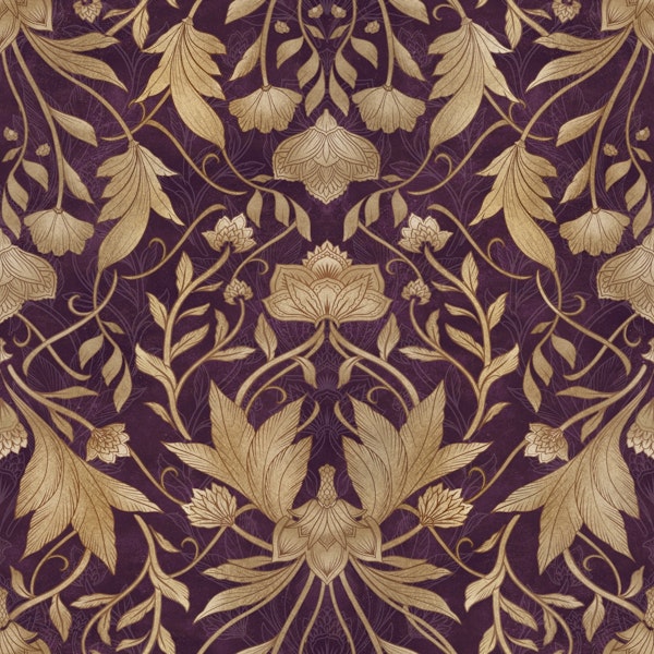 Morris Floral Damask - Ruby burgundy