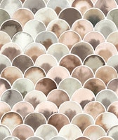 Art Deco Geometric Scallop Mocha Mousse wallpaper