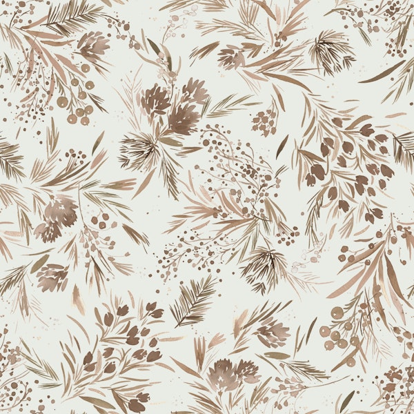 Festive Floral Mocha Mousse Botanical Rustic